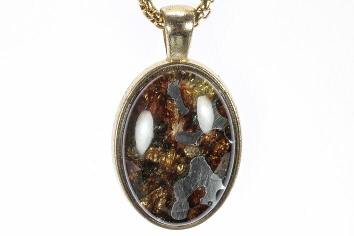 Sericho Pallasite Oval Meteorite Pendant - Kenya #300758